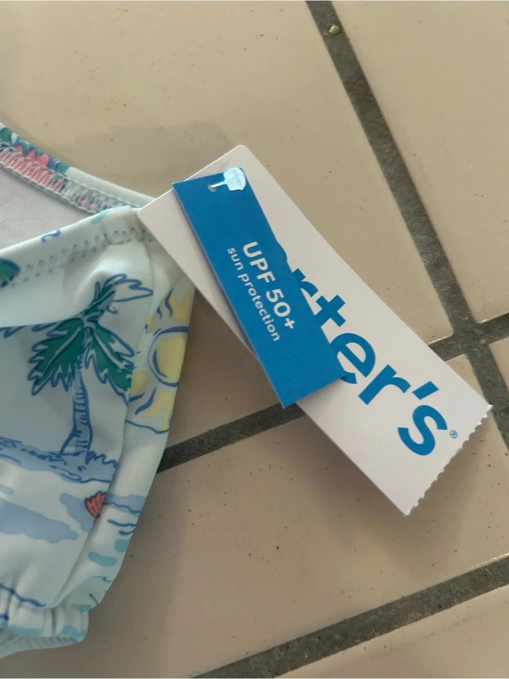 Carter's Light Blue Tropical Cutout One-Piece Swimsuit